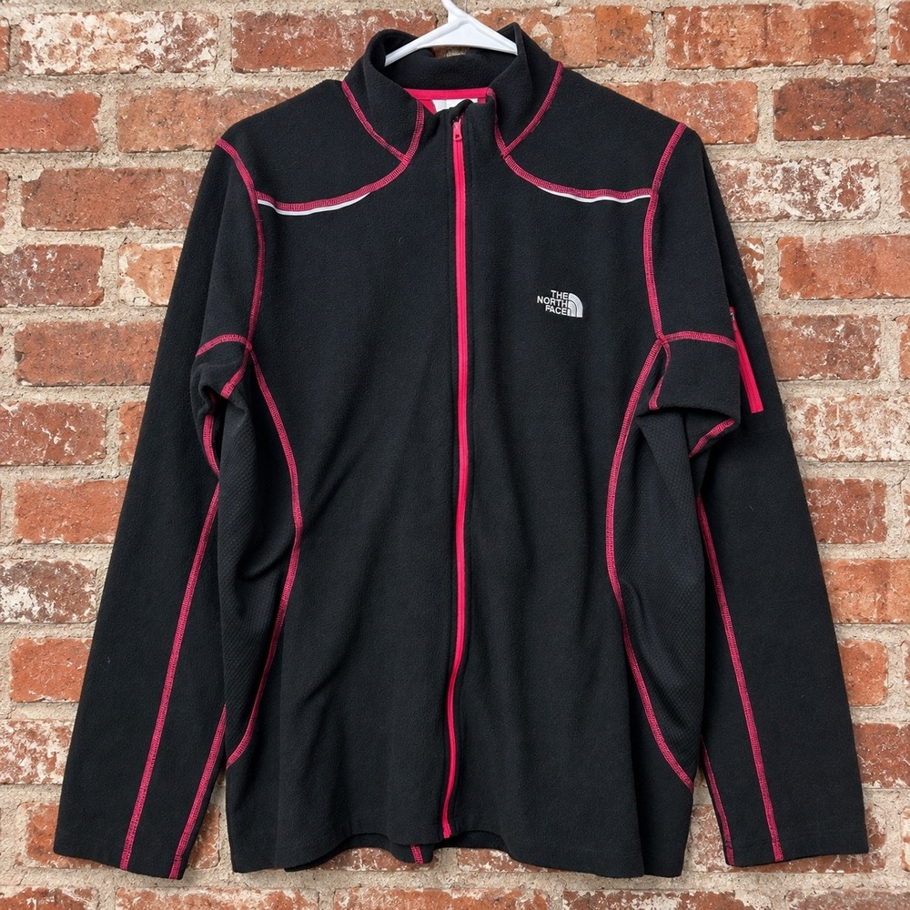 The North Face XL Full Zip Fleece Jacket Black Pink Gorpcore Hiking Fall Camp
